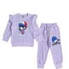 Cute Girl Frill Fleece Tracksuits - Soft Purple