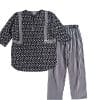Girls Baggy Cotton Embroidered Kurta & Trouser - Black