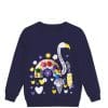Sequin Peacock Fleece Sweatshirt - Navy Blue