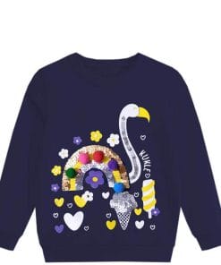 Sequin Peacock Fleece Sweatshirt - Navy Blue