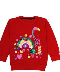 Sequin Peacock Fleece Sweatshirt - Red