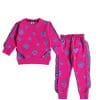 Strawberry Stylish Frill Fleece Tracksuit - Shocking Pink