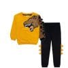3D Wild Dinosaur Fleece Tracksuit - Mustard & Black