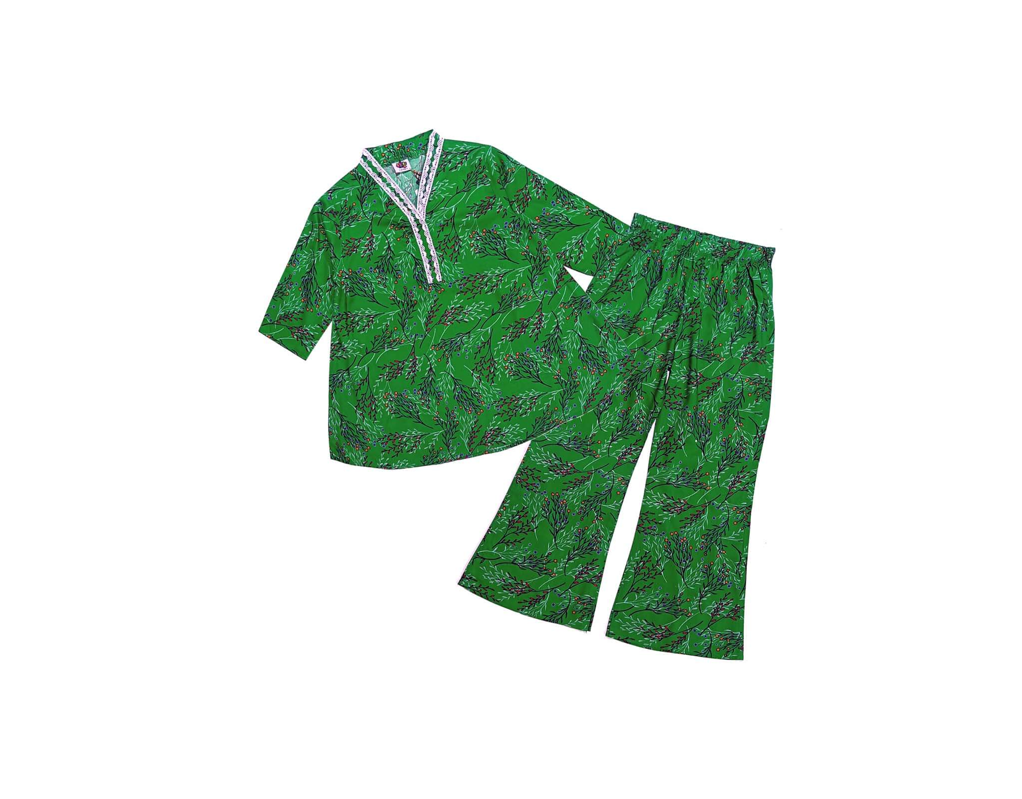 Lillys Roofs Short Flair Linen Frock & Flapper Trouser - Green 1