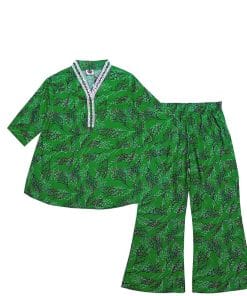 Lillys Roofs Short Flair Linen Frock & Flapper Trouser - Green