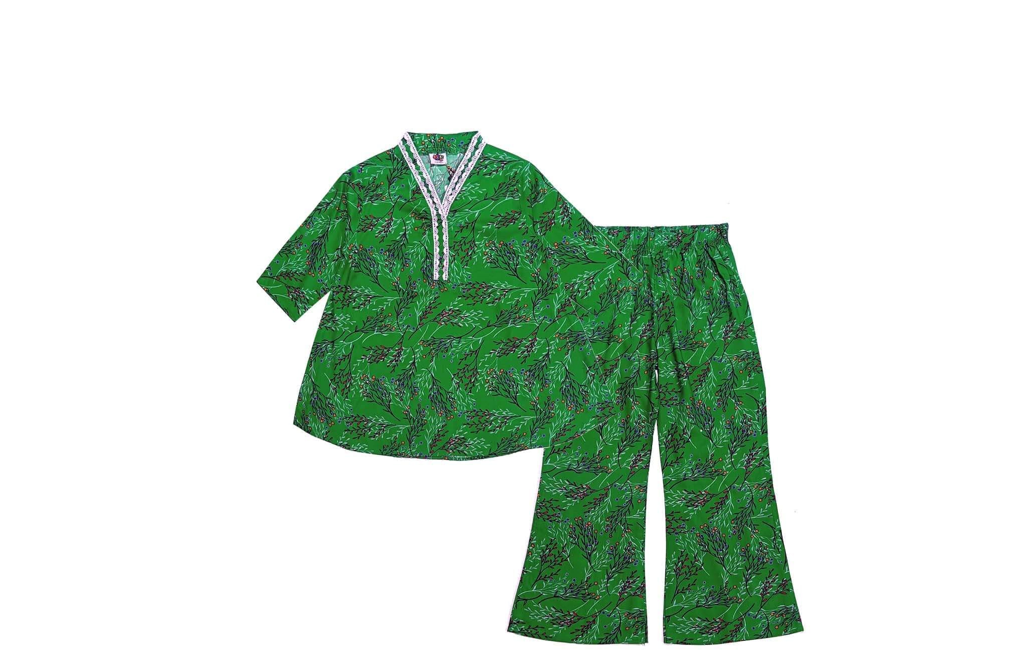 Lillys Roofs Short Flair Linen Frock & Flapper Trouser - Green