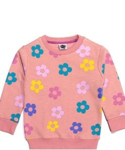 Multi Color Sunflowers Fleece Sweatshirt - Tea Pink