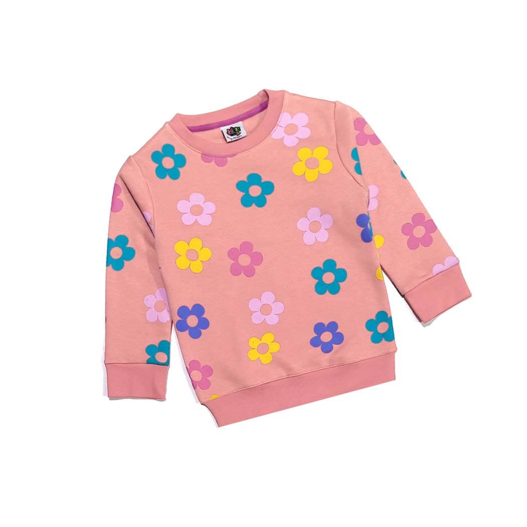 Multi Color Sunflowers Fleece Sweatshirt - Tea Pink 1