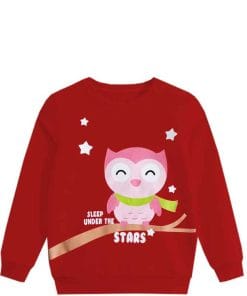 Owl Stars Fleece Sweatshirt- Red