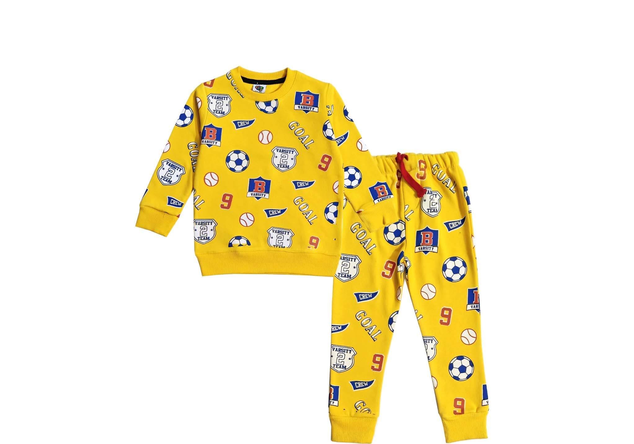 Varsity Football Team Fleece Tracksuit - Yellow