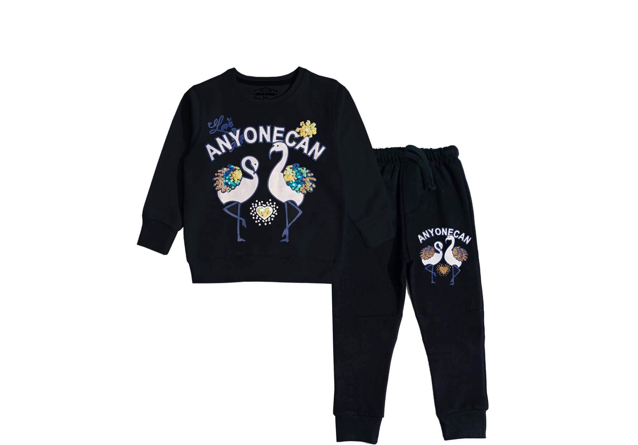 Any one Can Peacock Fleece Tracksuit - Black