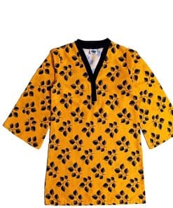 Black Leaf Flapper Sleeves Khaddar Kurti - Mustard