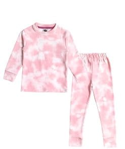 Kids Dye & Tie Rib Inner Body Suit - Peach & Off White