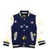 Little Shining Stars Fleece Baseball Jacket - Navy Blue