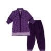 Purple Flowers Khaddar Kurti & Platted Trouser – Purple