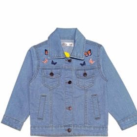 Butterflies Denim Jacket - Sky Blue