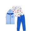 Just Have Fun 3pcs Fleece Tracksuit - Sky White & Blue