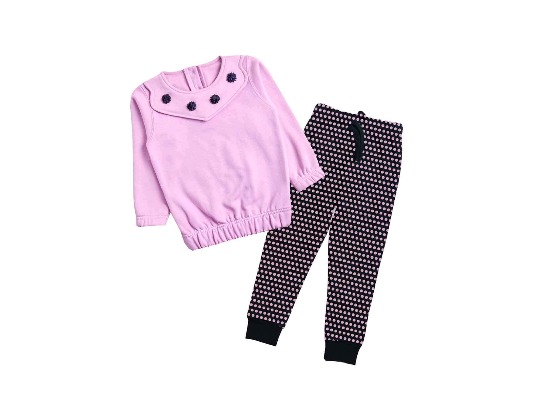 Stylish Elastic Hem Fleece Tracksuit - Soft Purple & Black 1