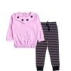 Stylish Elastic Hem Fleece Tracksuit - Soft Purple & Black