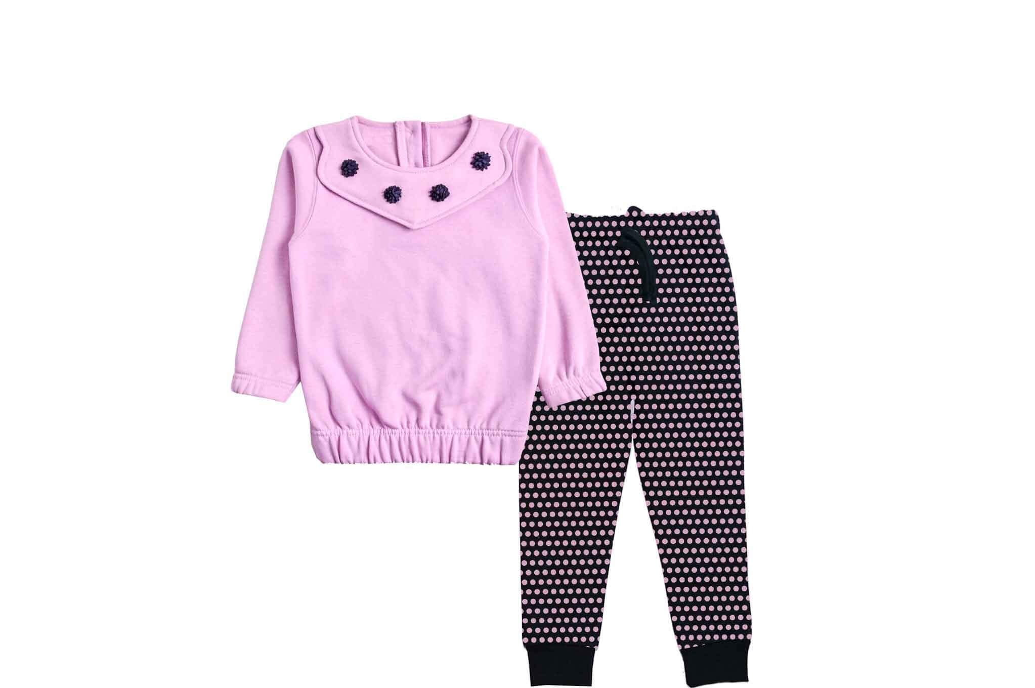 Stylish Elastic Hem Fleece Tracksuit - Soft Purple & Black