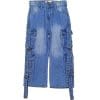 Multi Pockets Cargo Baggy Denim Pant - Light Blue