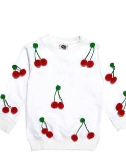 3D Cherries Fleece Sweatshirt – White