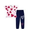 Loving Hearts Fly Tee & Trouser - White & Navy Blue