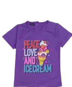 Peace Love & Icecream Tee Shirt - Purple