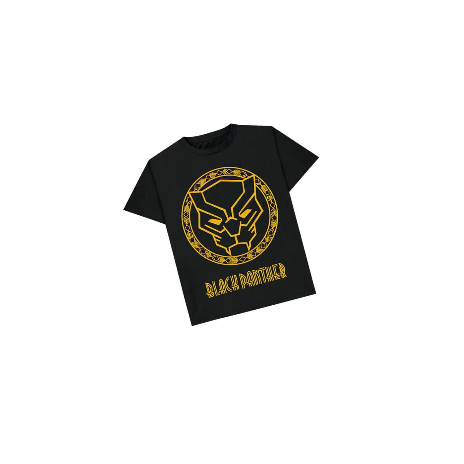 Black Panther Mattelic Golden Print Tee Shirt - Black 1