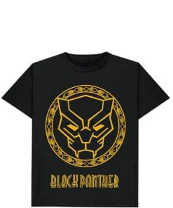 Black Panther Mattelic Golden Print Tee Shirt - Black
