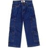 Double Cargo Pocket Baggy Denim Pant - Dark Blue