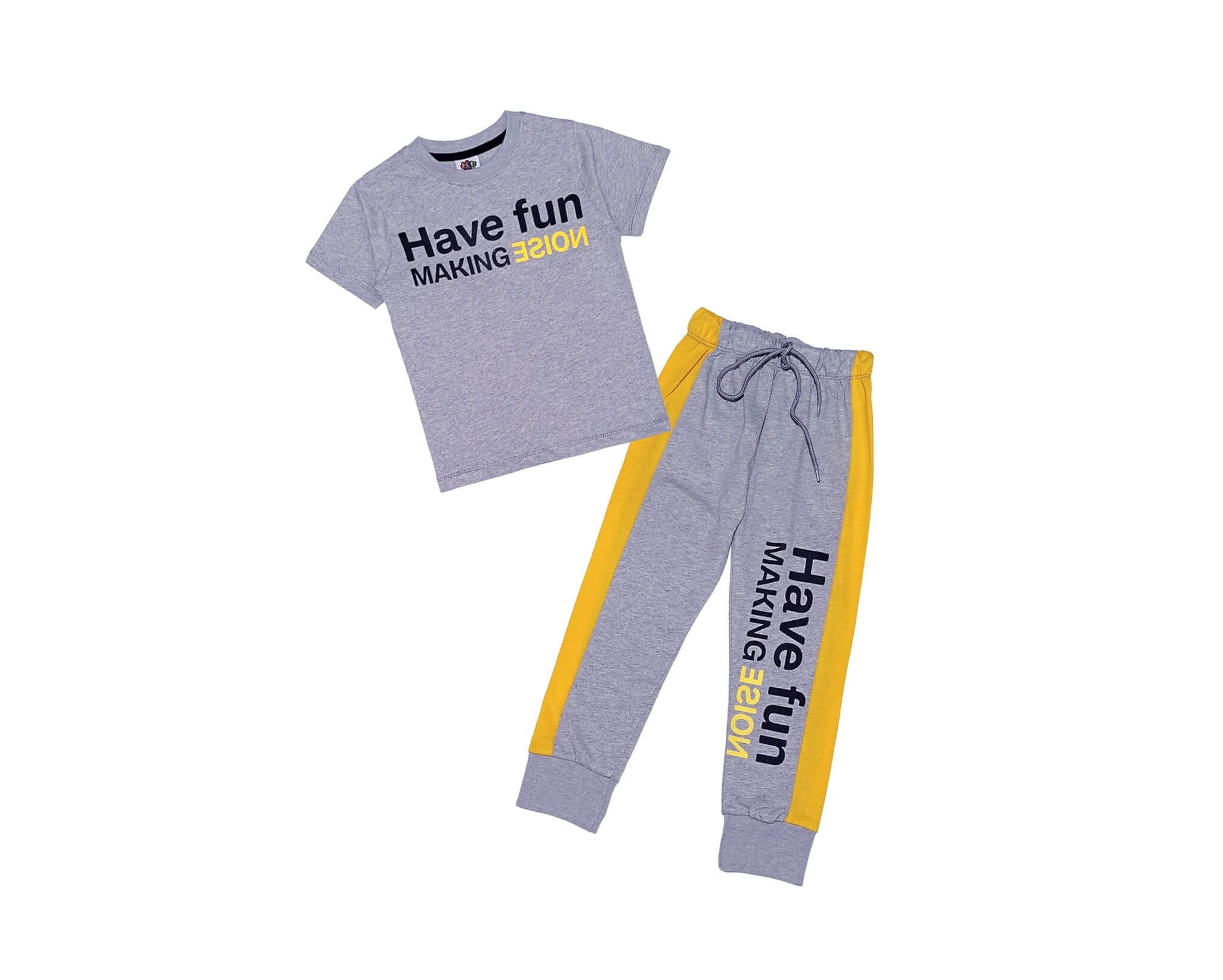 Have Fun Making Noise Tee & Trouser - Heder Grey 1
