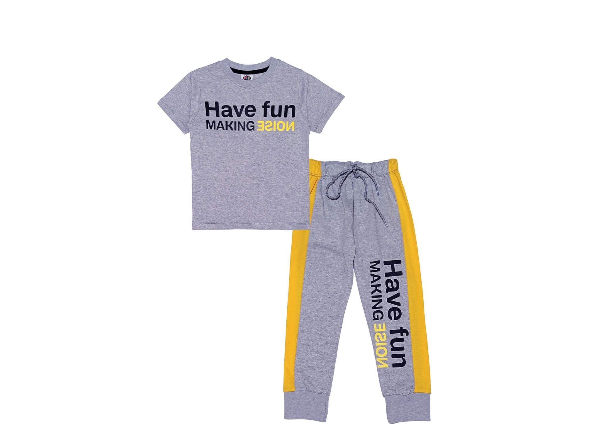 Have Fun Making Noise Tee & Trouser - Heder Grey