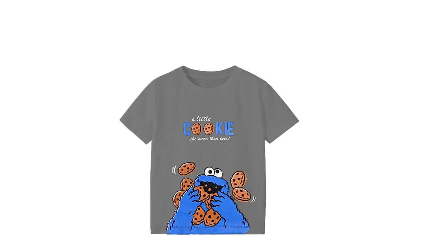 Little Cookie Moster Tee Shirt - Dark Grey