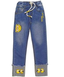 Minions Rolling Eyes Strech Slim Fit Denim Pant - Sky Blue