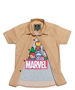 Mustard Stipes Charactor Twofer Cotton Casual Shirt - Mustard