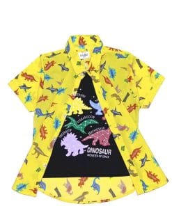 Regular Fit Wild Dinosaur Twofer Cotton Casual Shirt - Yellow & Black
