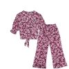 Spring Rossess Cotton Short Top & Flare Trouser - Maroon