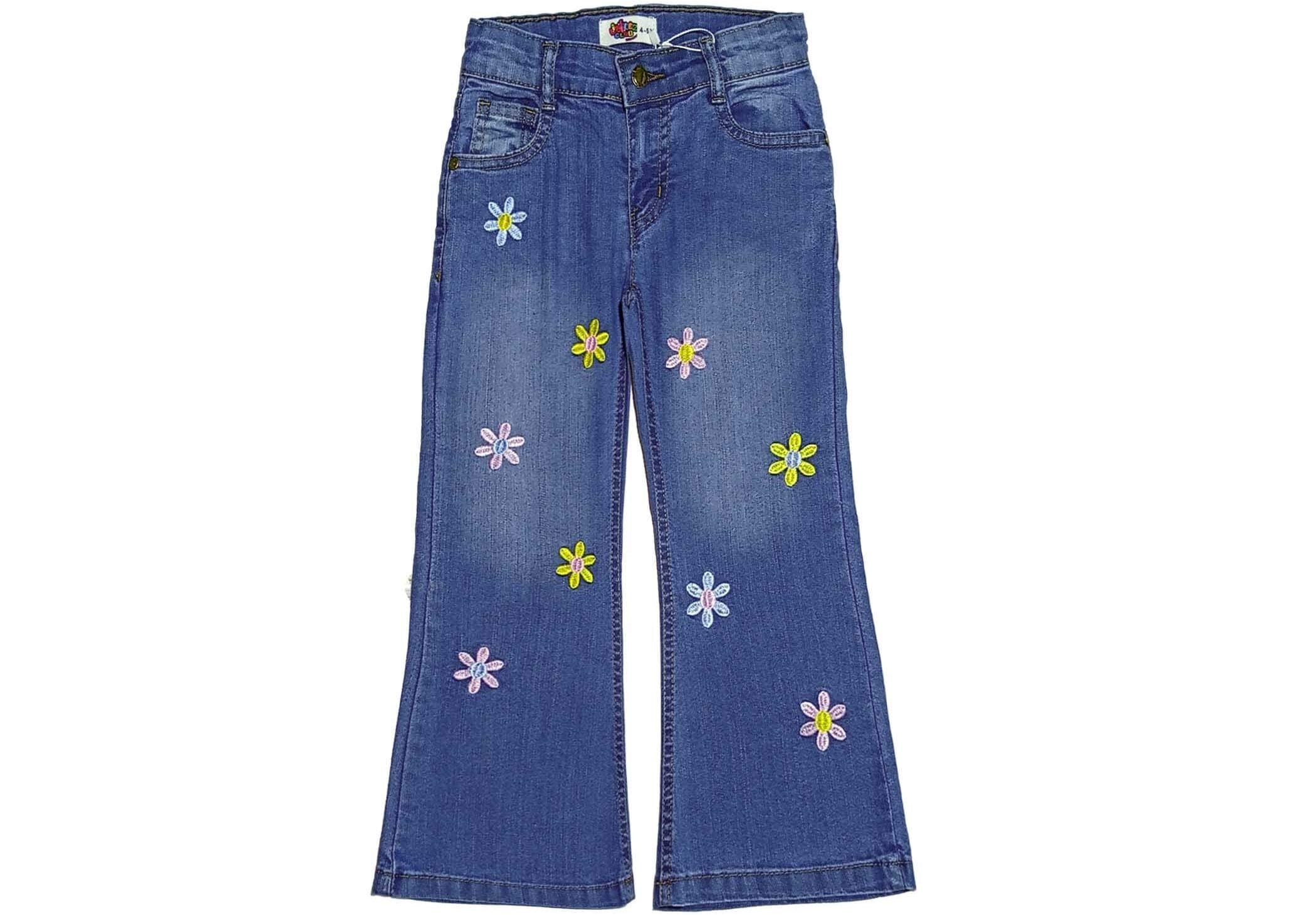 Summer Shining Sunflowers Bell Bottom Denim Pant - Light Blue