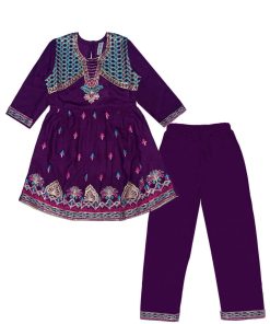Anarkali-Koti-Style-Emb-&-Tilla-Work-Cotton-Frock-with-Trouser-Purple