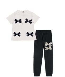 Attractive-Bow-Tee-Shirt-&-Trouser-Off-White-&-Black