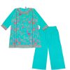 Modest-Stylish-Florals-Cotton-Kurti-With-Plazzo---Aqua