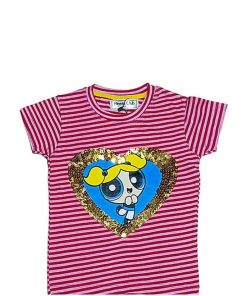 Power-Puff-Sequin-Heart-Stripper-Tee-Shirt---Pink-Red