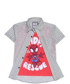 Spidy-Rescue-Twofer-Cotton-Cheked-Casual-Shirt-Carrot & Grey