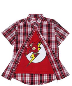 The-Flash-Twofer-Cotton-Cheked-Casual-Shirt-Red