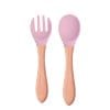 Baby-Silicon-Spoon-and-Fork-Set--Soft-Tip-Spoon-For-Kids-Pink..