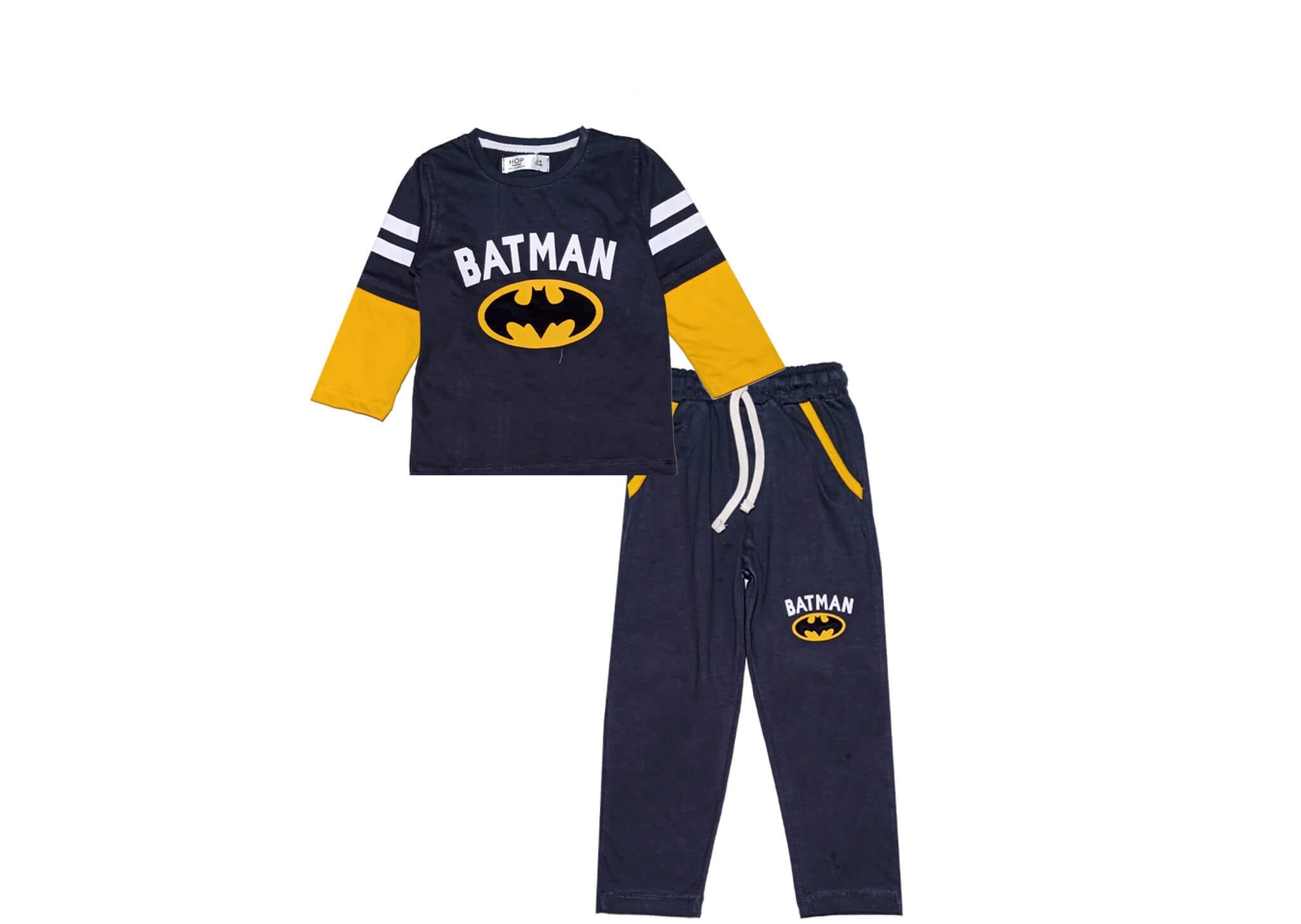 Batman Doubal Panal Full Sleeves Tee & Trouser - Charcoal