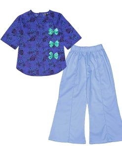 Black-Flowers-Pleatts-Top-With-Flapper-Trouser-Ink-Blue-&-Light-Blue