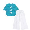 Butterfly World Pleatts Top With Flapper Trouser – Sea Green & White