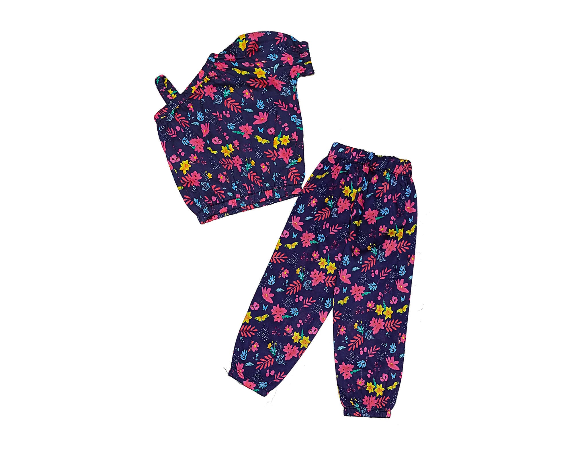 Cool-Colors-Cross-Shoulder-Style-Cotton-Top-&-Trouser-Navy-Blue-1